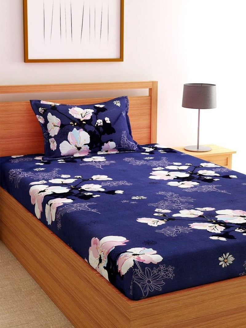 STARNSTYLE Premium 160 TC Ezyption Cotton Bedsheet for Single Bed with 1 Pillow Cover - Macaroon - Image 1